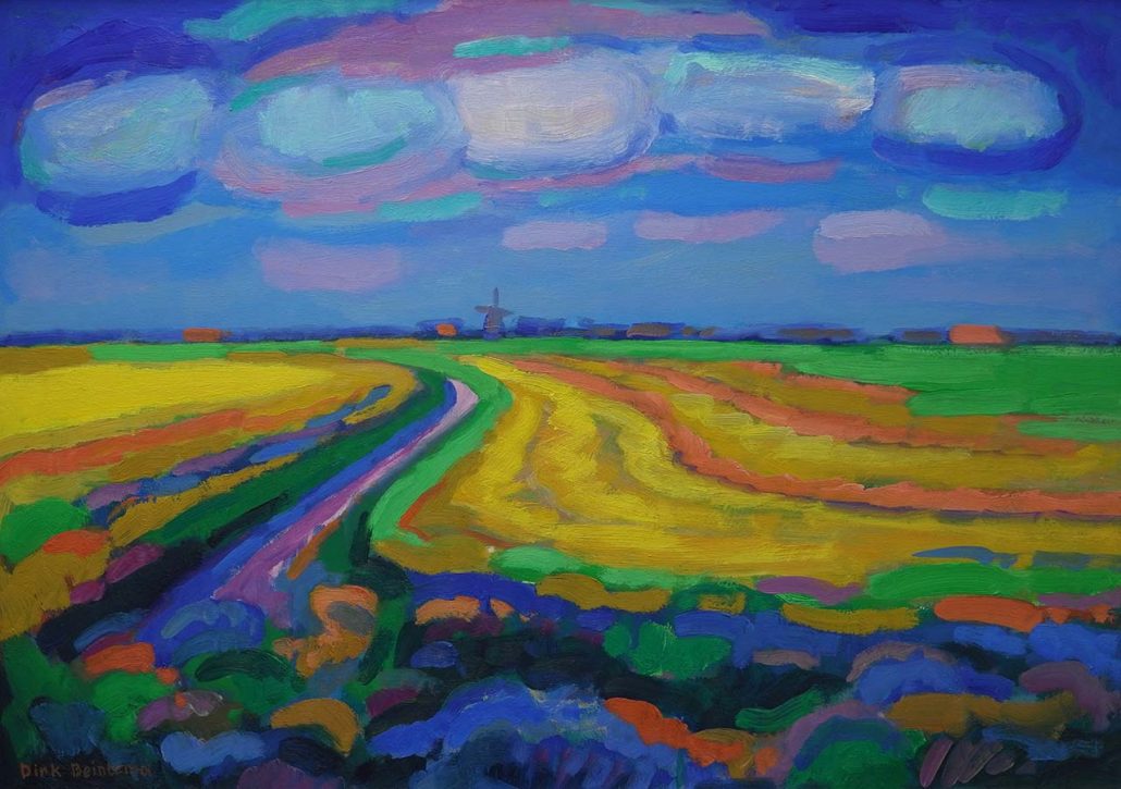 Dirk Beintema - Fries landschap (Oudkerk gezien vanaf de Eggedyk