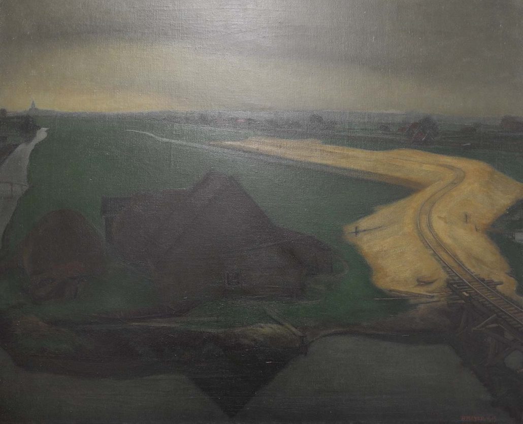 Henk Meijer - landschap met aanleg spoorbaan