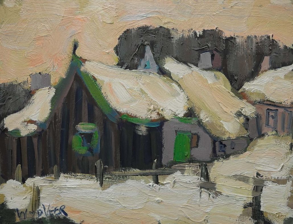 Wim van der Veer - Dorpje in de sneeuw